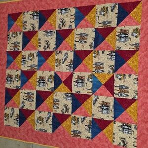 Handmade Cats At The Beach Quilt Blanket 54 X 60 Decorative Quilting Cat Lover​